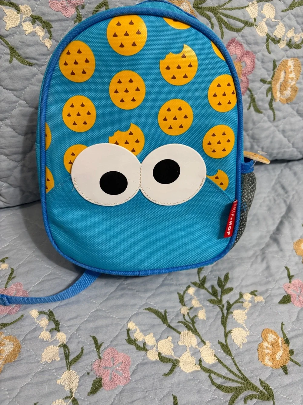 Skip Hop Cookie Monster Blue Kids Lunch BackPack Bag with Yellow Cookie PreOwned